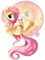 Size: 2121x2828 | Tagged: safe, artist:xnightmelody, part of a set, angel bunny, fluttershy, g4, female, high res, redraw, simple background, solo, transparent background, zoom layer