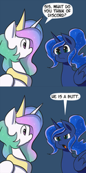 Size: 600x1200 | Tagged: safe, artist:fauxsquared, princess celestia, princess luna, tumblr:it's always sunny in canterlot, g4, ask, tumblr