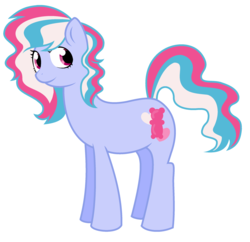 Size: 2448x2368 | Tagged: safe, artist:unoriginai, oc, oc only, oc:gummy bear, earth pony, pony, female, high res, mare, offspring, offspring's offspring, parent:oc:cotton candy, parent:oc:turquoise blitz, parents:oc x oc, simple background, solo, white background