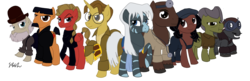 Size: 3485x1134 | Tagged: safe, artist:qemma, atlantis: the lost empire, audrey ramirez, cookie farnsworth, gaeton moliere, helga sinclair, joshua sweet, kida, milo thatch, ponified, vinny santorini