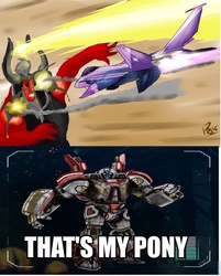 Size: 772x960 | Tagged: safe, lord tirek, twilight sparkle, g4, jet, jet fighter, jetfire, meme, that's my pony, that's my x, transformers