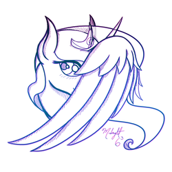 Size: 1000x1000 | Tagged: safe, artist:midnightsix3, princess luna, lunadoodle, g4, female, monochrome, solo