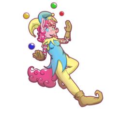 Size: 2400x2400 | Tagged: safe, artist:thepiplup, pinkie pie, earth pony, anthro, g4, high res, jester, juggling, simple background, solo, transparent background