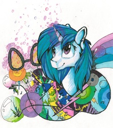 Size: 1052x1186 | Tagged: safe, artist:theorderofalisikus, dj pon-3, vinyl scratch, g4, female, solo, traditional art