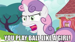 Size: 960x540 | Tagged: safe, sweetie belle, g4, twilight time, caption, image macro, insult, meme, reference, the sandlot, yelling