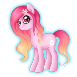 Size: 1200x1200 | Tagged: safe, artist:puggie, oc, oc only, unnamed oc, cute, flower, long mane, looking at you, simple background, smiling, solo, transparent background