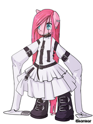 Size: 6000x8000 | Tagged: safe, artist:acharmingpony, pinkie pie, earth pony, pony, g4, absurd resolution, bipedal, bondage, boots, clothes, dress, female, pinkamena diane pie, solo, straitjacket