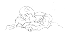 Size: 832x448 | Tagged: safe, artist:aureai-sketches, fluttershy, g4, monochrome, sketch, sleeping