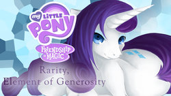 Size: 900x506 | Tagged: safe, artist:madartistparadise, rarity, pony, unicorn, g4, female, floppy ears, logo, looking at you, lying down, solo