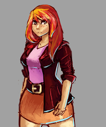 Size: 2500x3000 | Tagged: safe, artist:checkerboardazn, sunset shimmer, human, g4, female, high res, humanized, solo