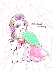 Size: 480x640 | Tagged: safe, artist:wan, rarity, pony, g4, simple ways, clothes, costume swap, dress, female, solo