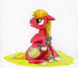 Size: 500x435 | Tagged: safe, artist:el-yeguero, big macintosh, smarty pants, earth pony, pony, g4, male, stallion, traditional art