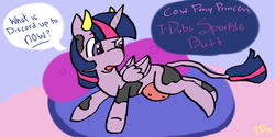 Size: 1366x685 | Tagged: safe, artist:doodledoothedue, twilight sparkle, cow, g4, cowified, female, solo, species swap, twilight sparcow, twilight sparkle (alicorn), udder