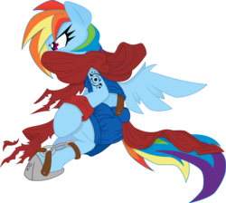 Size: 6693x6000 | Tagged: safe, artist:dfectivedvice, artist:serenawyr, rainbow dash, g4, absurd resolution, clothes, colored, female, glare, rogue, scarf, simple background, solo, tattoo, transparent background, vector