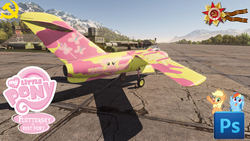 Size: 1600x900 | Tagged: safe, fluttershy, g4, aircraft, gaming, hammer and sickle, lavochkin la-15, skin, soviet, soviet union, war thunder