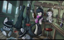 Size: 1920x1200 | Tagged: safe, artist:sceathlet, octavia melody, earth pony, pony, g4, bipedal, clothes, female, gun, mafia octavia, solo, tommy gun, weapon