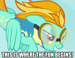 Size: 935x720 | Tagged: safe, lightning dust, g4, wonderbolts academy, anakin skywalker, caption, evil smile, female, grin, image macro, meme, quote, reference, smiling, smirk, solo, star wars, star wars: revenge of the sith, wonderbolt trainee uniform