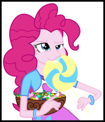 Size: 1024x1189 | Tagged: safe, artist:strumfreak, edit, edited screencap, screencap, pinkie pie, equestria girls, g4, bowl, candy, drool, female, lollipop, simple background, solo, transparent background