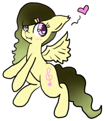 Size: 750x850 | Tagged: safe, artist:moekonya, oc, oc only, oc:tempus melody, bat pony, pony, bipedal, blushing, cute, fangs, heart, heart eyes, looking at you, simple background, smiling, solo, spread wings, transparent background, wingding eyes