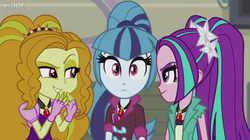 Size: 1280x718 | Tagged: safe, screencap, adagio dazzle, aria blaze, sonata dusk, equestria girls, g4, my little pony equestria girls: rainbow rocks, looking at you, the dazzlings