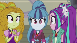 Size: 1280x718 | Tagged: safe, screencap, adagio dazzle, aria blaze, sonata dusk, equestria girls, g4, my little pony equestria girls: rainbow rocks, looking at you, surprised, the dazzlings, thousand yard stare, worried