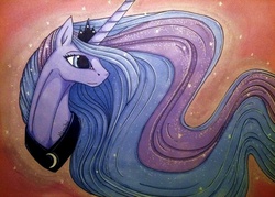 Size: 944x676 | Tagged: safe, artist:lanteria, princess luna, g4, female, solo, traditional art