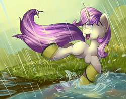 Size: 2100x1650 | Tagged: safe, artist:grennadder, sweetie belle, g4, boots, female, happy, rain, rain boots, solo