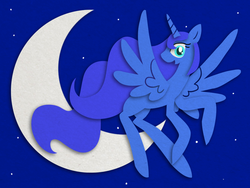 Size: 800x600 | Tagged: safe, artist:karlaandbliss, princess luna, lunadoodle, g4, female, moon, papercraft, shadowbox, solo, traditional art