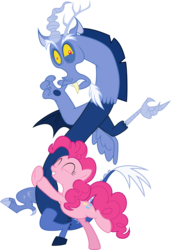 Size: 1600x2337 | Tagged: safe, artist:gezawatt, discord, pinkie pie, draconequus, earth pony, pony, g4, three's a crowd, .ai available, blue flu, colored, cute, digital art, female, group, hug, male, mare, simple background, transparent background, vector