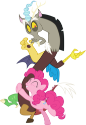 Size: 1600x2337 | Tagged: safe, artist:gezawatt, discord, pinkie pie, g4, three's a crowd, .ai available, colored, cute, digital art, group, hug, simple background, transparent background, vector