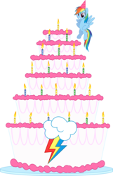 Size: 1600x2478 | Tagged: safe, artist:gezawatt, rainbow dash, g4, pinkie pride, .ai available, birthday cake, cake, colored, digital art, simple background, transparent background, vector