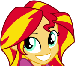 Size: 4551x4000 | Tagged: safe, artist:ambassad0r, sunset shimmer, equestria girls, g4, my little pony equestria girls: rainbow rocks, .svg available, absurd resolution, cute, female, grin, looking at you, portrait, shimmerbetes, simple background, smiling, solo, squee, transparent background, vector, weapons-grade cute, when she smiles