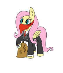 Size: 950x1100 | Tagged: safe, artist:cromachy, fluttershy, g4, bandana, bits, clothes, female, mask, solo, suit