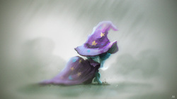 Size: 1920x1080 | Tagged: safe, artist:cmaggot, trixie, pony, unicorn, g4, female, mare, rain, solo, the sad and depressive trixie