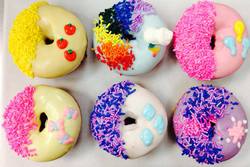 Size: 960x640 | Tagged: safe, applejack, fluttershy, pinkie pie, rainbow dash, rarity, twilight sparkle, g4, cutie mark, donut, donutified, food, irl, literal ponut, mane six, photo, ponut, ponut donut, sprinkles