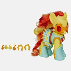 Size: 1500x1500 | Tagged: safe, sunset shimmer, pony, unicorn, g4, official, boots, brushable, clothes, cutie mark magic, dress, fashion style, female, glasses, solo, toy