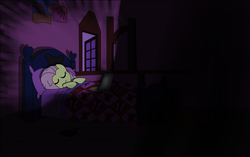 Size: 3754x2354 | Tagged: safe, artist:rainb0wdashie, fluttershy, ask lonershy, g4, bed, computer, dark room, darkness, female, high res, laptop computer, sleeping, solo