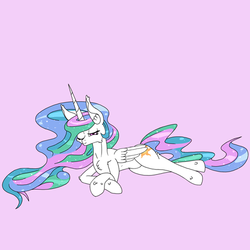 Size: 500x500 | Tagged: safe, artist:deusexequus, princess celestia, g4, female, prone, simple background, solo