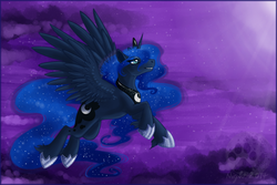 Size: 1080x720 | Tagged: safe, artist:nighttwilightwolf, princess luna, g4, female, flying, solo