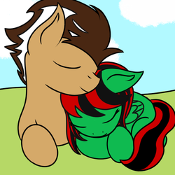 Size: 500x500 | Tagged: safe, oc, oc only, oc:slava, couple, cuddling, cute, daaaaaaaaaaaw, sleeping