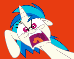 Size: 1156x924 | Tagged: safe, artist:pupster0071, dj pon-3, vinyl scratch, g4, female, goof off, rage, solo