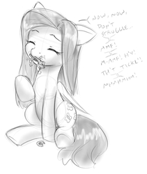 Size: 683x811 | Tagged: safe, artist:alloyrabbit, applejack, fluttershy, earth pony, pegasus, pony, comic:flutters is hunger, g4, female, fetish, flutterpred, giantess, grayscale, imminent vore, macro, mare, monochrome