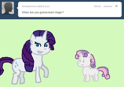 Size: 646x451 | Tagged: safe, rarity, sweetie belle, ask sweetie belle, g4, ask, tumblr