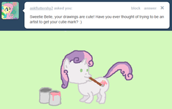 Size: 640x404 | Tagged: safe, sweetie belle, ask sweetie belle, g4, ask, female, paint, paint on fur, solo, tumblr