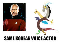 Size: 800x600 | Tagged: safe, discord, g4, exploitable meme, irony, jean-luc picard, kim ki-hyeon, korean, meme, same voice actor, star trek