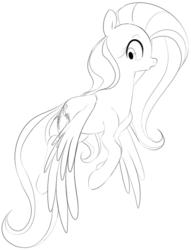 Size: 500x655 | Tagged: safe, artist:dotkwa, fluttershy, g4, female, grayscale, monochrome, solo