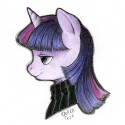 Size: 1065x1062 | Tagged: safe, artist:devilcove, twilight sparkle, g4, female, profile, solo, traditional art