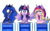 Size: 817x500 | Tagged: safe, artist:twilightisbestprincess, princess cadance, princess luna, twilight sparkle, alicorn, pony, ask the smartest princess, g4, alicorn triarchy, banner, cadance is not amused, duo, frown, jeopardy, lidded eyes, looking at you, simple background, sisters-in-law, smiling, spread wings, transparent background, tumblr, twilight sparkle (alicorn), unamused