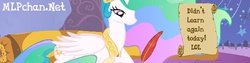 Size: 600x150 | Tagged: safe, princess celestia, g4, banner, female, mlpchan, solo