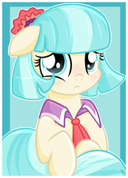 Size: 2960x4100 | Tagged: safe, artist:xwhitedreamsx, coco pommel, earth pony, pony, g4, cocobetes, cute, female, looking at you, mare, sad, solo